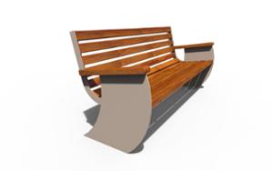 street furniture, seating, wood seating, wood backrest, armrest