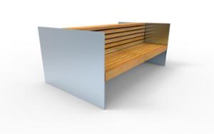 street furniture, seating, wood seating, wood backrest, armrest, logo, double-sided