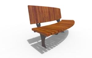 street furniture, seating, wood seating, wood backrest, curved, logo