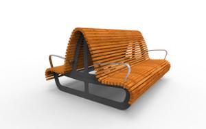 street furniture, seating, wood seating, wood backrest, armrest, logo, double-sided