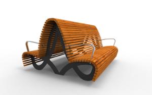 street furniture, seating, wood seating, wood backrest, armrest, logo, double-sided
