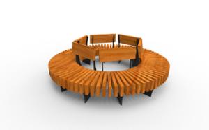 street furniture, seating, wood seating, wood backrest, curved