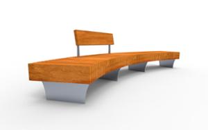street furniture, bench, seating, wood seating, wood backrest, curved, double-sided , modular
