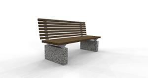street furniture, seating, wood seating, wood backrest, logo