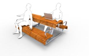 street furniture, bench, seating, wood seating, wood backrest, table, picnic set, double-sided