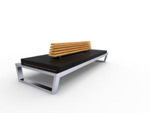 street furniture, seating, wood backrest, logo, double-sided , upholstered seating