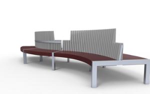 street furniture, seating, wood backrest, double-sided , upholstered seating