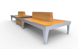 street furniture, seating, wood seating, wood backrest, rectangular, double-sided , modular