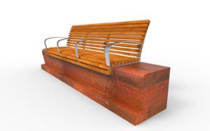 street furniture, seating, wood seating, wood backrest, armrest, for elderly people, concrete, smooth concrete, modular, corten