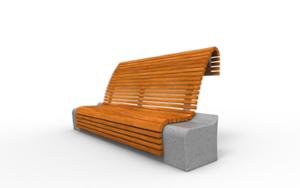street furniture, seating, wood seating, wood backrest, concrete, smooth concrete