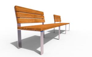 street furniture, seating, wood seating, wood backrest, double-sided , modular