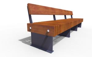 street furniture, seating, wood seating, wood backrest, double-sided , modular, horizontal planks, vertical planks