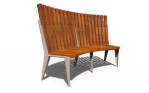 street furniture, seating, wood seating, wood backrest, curved, high backrest, horizontal planks