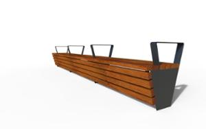 street furniture, bench, wood seating, wood backrest, modular, high backrest