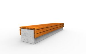 street furniture, bench, wood seating, wood backrest, concrete, wall top, smooth concrete, double-sided