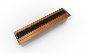 mobilier stradal, banca, solar, beton, beton finisat, fotowoltaika, partea de sus a zidului, scaune din lemn, solarna listwa smartbeam