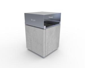 mobilier stradal, cos de gunoi, beton, beton finisat, acoperis / capac, volum mare, logo, diafragma laterala