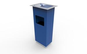 gatumöbler, papperskorg, askkopp med liten papperskorg, askkopp, logo, sidoöppning