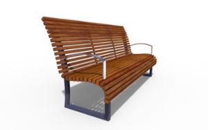 gatumöbler, bänk, ryggstöd av trä, sittplatser av trä