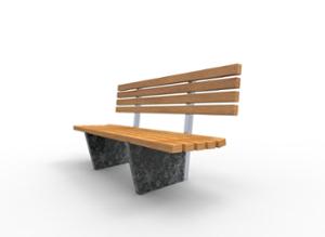 gatumöbler, bänk, sittplatser av trä, ryggstöd av trä, granit