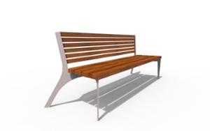 gatumöbler, bänk, sittplatser av trä, ryggstöd av trä, retro
