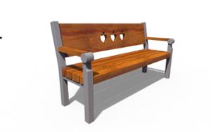 gatumöbler, bänk, sittplatser av trä, ryggstöd av trä, retro
