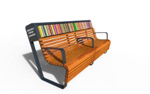 gatumöbler, bänk, högt ryggstöd, stadsbibliotek, bibliotek małego człowieka, leasure and rest